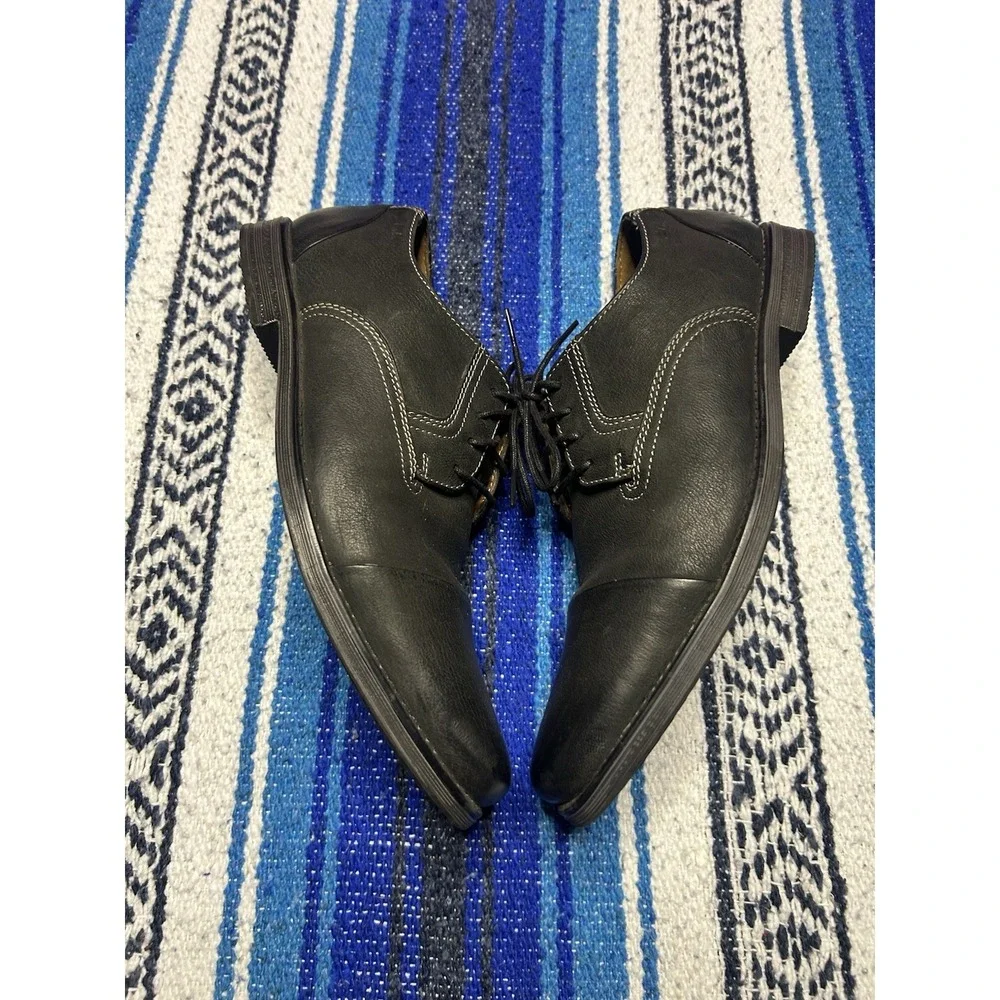 Clarks Collection Men's 11.5 Black Leather Cap Toe Oxford Dress Shoes Comfort